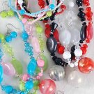 3pcs Necklace Sets Lucite Marble W Beads/DZ 6 Color Asst