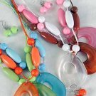 Necklace Sets Beads with Large Teardrop Pandent/DZ 6 Color Asst