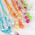 Necklace Sets Large Acrylic Ball With Beads/DZ 7 Color Asst