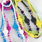 3pcs Necklace Sets Circle W Acrylic Beads/DZ **NEW**3pcs Sets,Color Asst