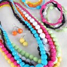 3pcs Necklace Sets Large Acrylic Ball WDialmond Cut/DZ 7 Color Asst