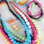 3pcs Necklace Sets Large Acrylic Ball WDialmond Cut/DZ 7 Color Asst