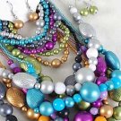 3pcs Necklace Sets Lucite Mett Metallic W Beads/DZ 7 Color Asst