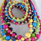 3pcs Necklace Sets Lucite W Gold Beads/DZ 6 Color Asst