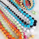 3pcs Necklace Sets Solid Dialmond Cut Beads W Silver Beads 7 Color Asst