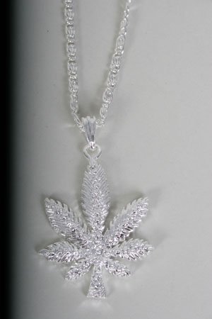 Hip Hop Necklace Marijuana/Dz Silver