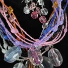 Necklace Set Beads With Large Ovel Acrylic Drops/Dz **NEW** 6 Color Asst