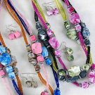 Necklace Set Marble Block W Silver Antique Beads 24''/DZ/dz **NEW** 6 Color Asst,24'' Long