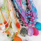 Necklace Sets Large Octagon Pendant With Silky Marbles DZ 7Color Asst