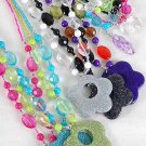 Necklace Sets Large Poly Flower Pendant With Trans parent Beads/DZ 6 Color Asst