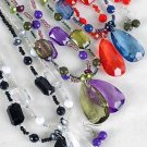 Necklace Sets Large Teardrop Pendant With Transparent BeadsZ 6 Color Asst