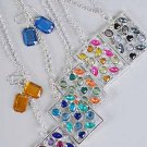 Necklace Sets Cast Oblong W Acrylic Stones/DZ 6 Color Asst -