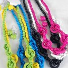 Necklace Sets Circle With Woven Beads/DZ 6Color Asst