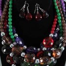 Necklace Sets Large Lucite W Crystal W Beads/DZ 6Color Asst