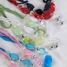 Necklace Sets silky Marble Lucite W Silver Beads/DZ ** New Arrival** Color Asst