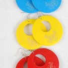 Earrings Circle W Buttery Print 2.5" Color Asst/DZ 6 Color Asst