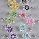 Earrings Daisy Flower Epoxy W Rhinestone/Dz 6 Color Asst