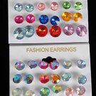 Earring 12Per Large AB Color Studs/DZ **HOT**Asst AB Multi Or Solid MultiColors