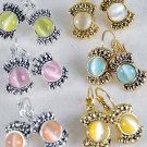 Earring Cateye Ovel Shape 6 Color Asst,post Choose Gold Or Silver Finish