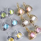 Earring CateyeTriangle Asst Post Gold/DZ*web* pink lime white yellow orange aqua mix - 50dz/cs