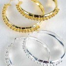 Earring Metal Hoop w CC Beads/DZ ** New Arrival** Choose Gold or Silver