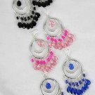 Earrings Silver Circle With Chandlairs/DZ **NEW** 6 Color Asst