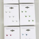 Earrings 3 Per Color Rhinestone Stud Mix /DZ 12 Color Asst