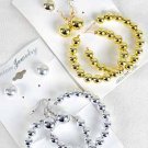 Earrings 3per Beads/DZ choose Gold Or Silver Finish