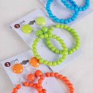 Earrings 3per Color Beads/DZ 6 Color Asst