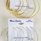 Earrings 3per Hoop 3 Size Mix 5 6 7cm mix/DZ Choose Gold Or Silver Finish