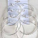 Earrings 4per Loop W Design Siz Mix/DZ Silver - Silver