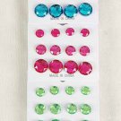 Earrings 6per Acrylic Stones Color Mix/DZ Color Asst -