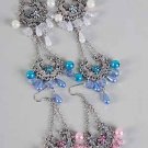 Earrings Antique Flower Print W Pearl Drops/DZ ** New Arrival** 6 Color Asst, Victorian Look