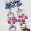 Earrings Antique Silver Shell With Wooden Beads/DZ **NEW** Victorian Look, 6 Color Asst