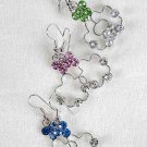 Earrings Brass Flower Shape W Rhinestone Dangle/Dz **Special Promation** 6 Color Asst