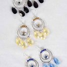Earrings Cast Circle flower W Color Stones/DZ ** New Arrival** 6 Color Asst