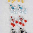 Earrings Cast Flower Shape W Color Stones/DZ/DZ ** New Arrival** 6 Color Asst