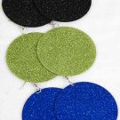 Earrings Circle Dangle W Glitters 2.5" Wide/DZ 6 Color Asst