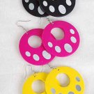 Earrings Circle W Dots2''x2",Color Asst/DZ 6 Color Asst