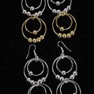 Earrings Circle With CC Beads L-2.75''/DZ ** New Arrival** L-2.75'' Choose 2 tone or silver