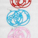 Earrings Circle With Color Kitty 6cm color asst/DZ 6 Color Asst
