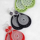 Earrings Color Acrylic Teardrop Shape W Circles /DZ 6 Color Asst