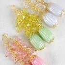 Earrings Crystal With Silky Marble Drop 3.5'' Long/DZ 6 Color Asst