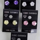 Earrings CZ Cubic 8mm Flower Cut Color Asst /DZ ** New Arrival** 8mm Cubic Zirconium 6 Color Asst
