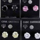 Earrings CZ Cubic 8mm Round Shape Color Asst/DZ **New Arrival** 8mm Cubic Zirconium 6 Color Asst