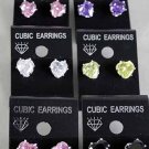 Earrings CZ Cubic 9mm Heart Shape Color Asst/DZ ** New Arrival** 9mm Cubic Zirconium 6 Color Asst