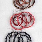 Earrings Double Circle With Color Beads 2''x2''/DZ 6 Color Asst