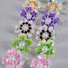 Earrings Flower Epoxy W Pearl/Dz ** New Arrival** Color Asst
