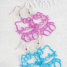Earrings Kitty Cat Color Asst 1.5" Long/DZ 6 Color Asst