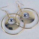 Earrings Large 2-tone Circle W Round Disk/DZ 2-tone finish